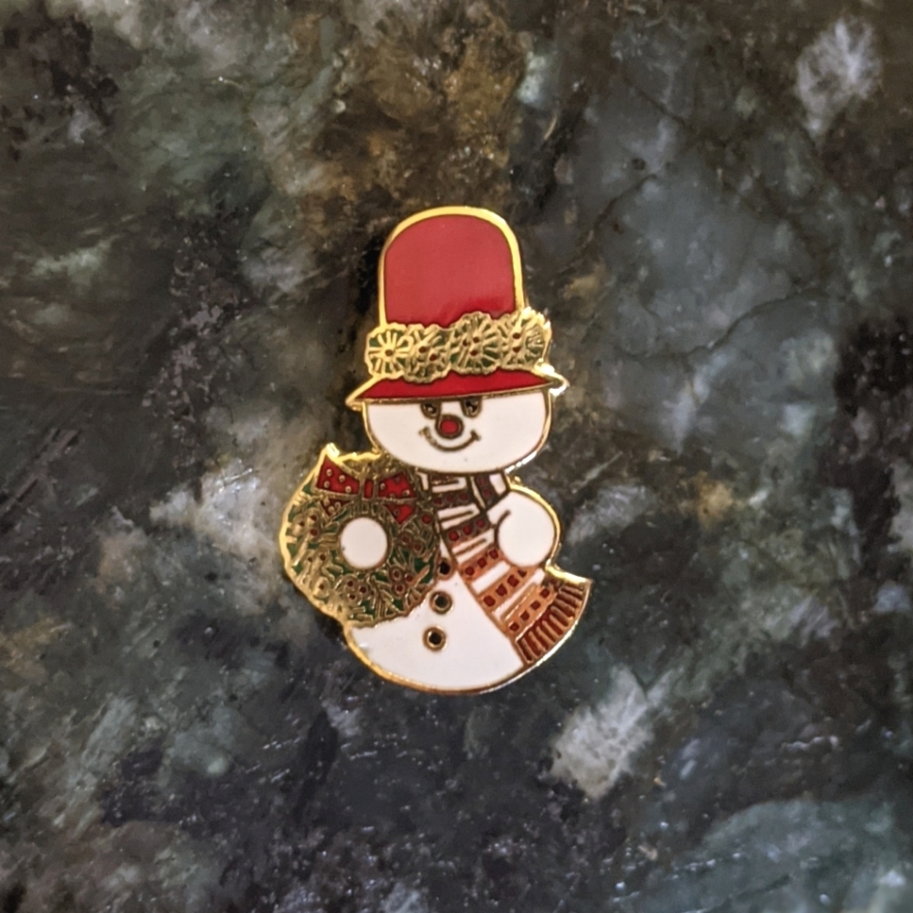 Vtg Snowman Pin⛄
